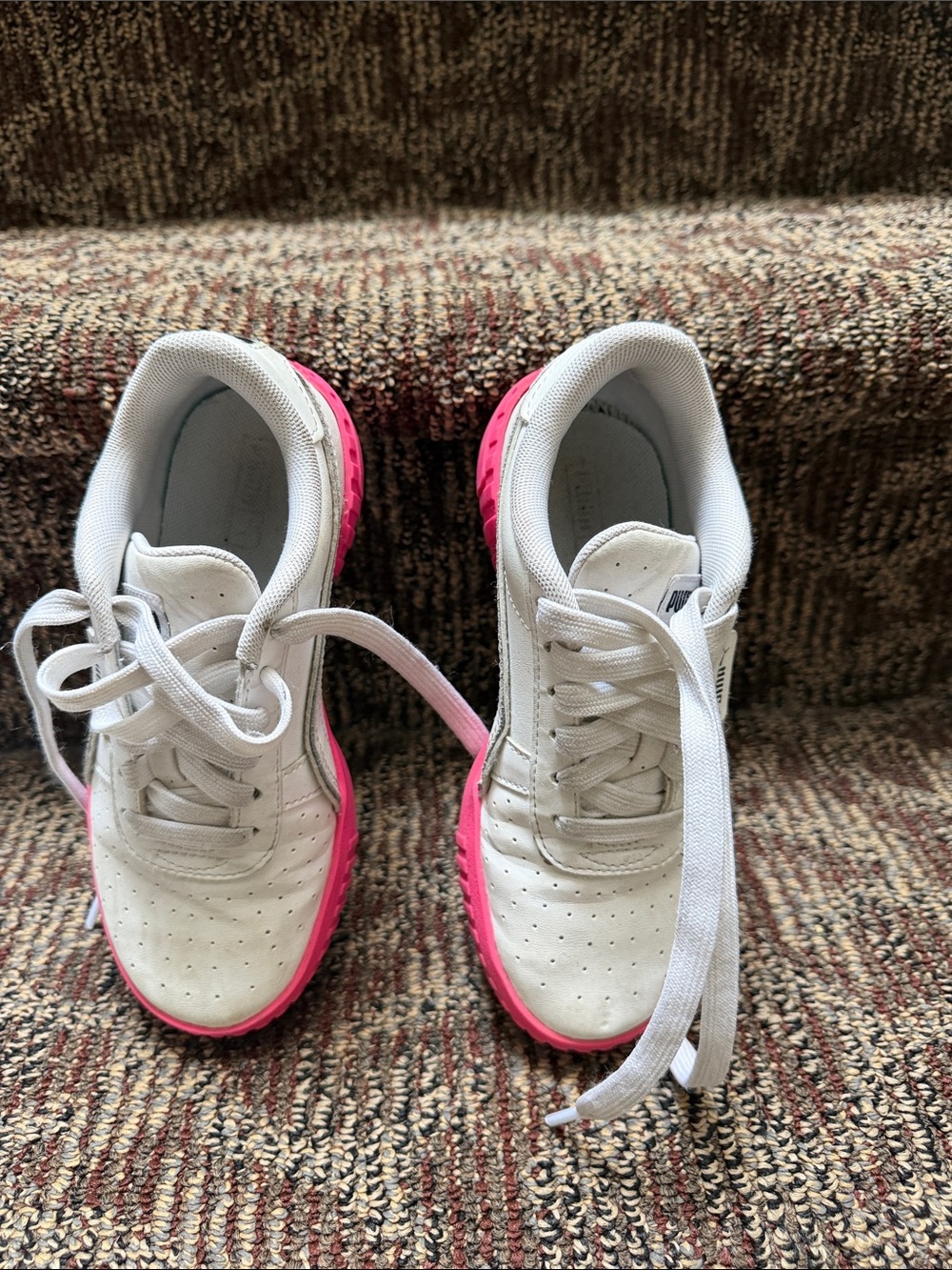 Puma Kids White Sneakers with Pink Outsole